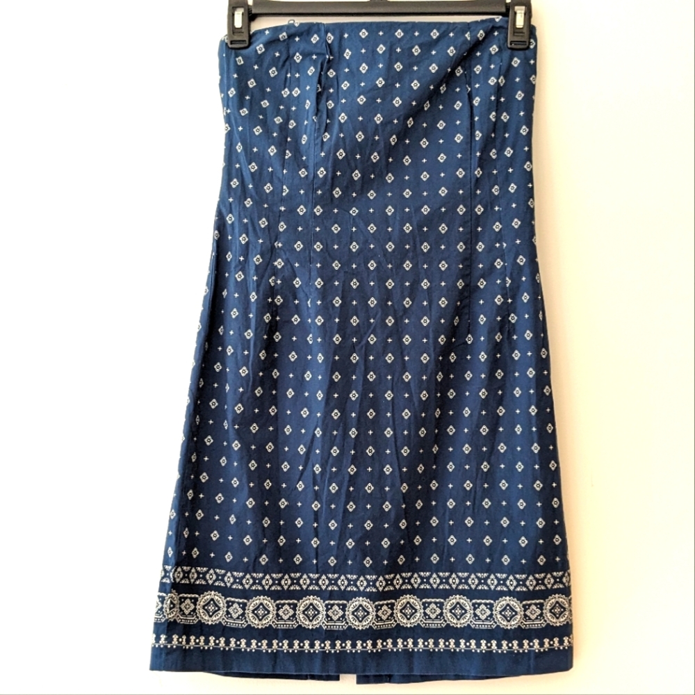 Blue Printed Midi Dress - Classic Navy Pattern